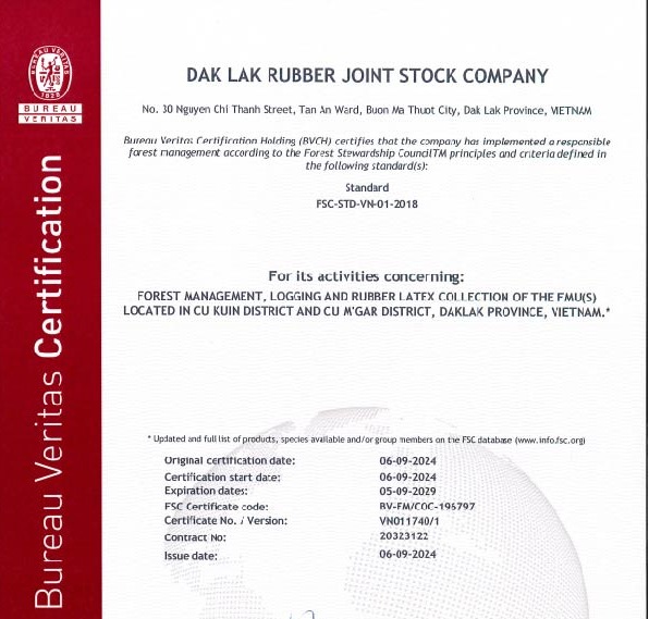 FSC FM (Forest Management) Certificate for Dakruco