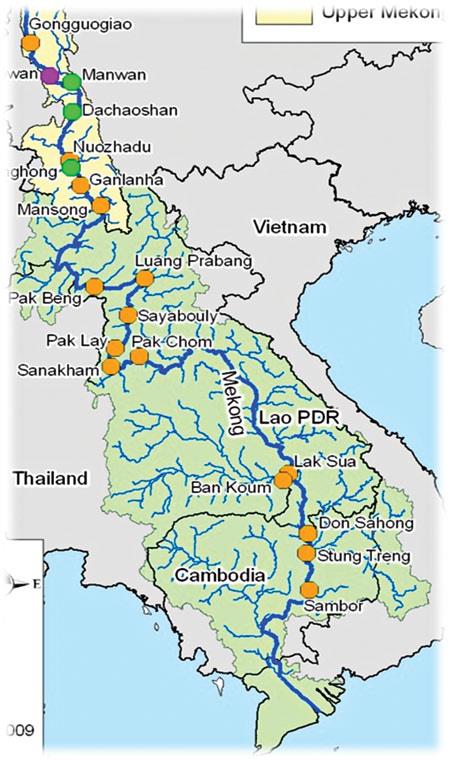 Các dự án thủy điện trên dòng chính sông Mekong đang đe dọa tới môi trường sinh thái nhất là đối với khu vực hạ lưu (Nguồn: Ủy ban sông Mekong Việt Nam)