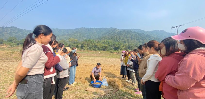 Chuyển giao Kỹ thuật ủ phân và trồng nấm rơm cho nhóm phụ nữ nòng cốt Xuân Nha